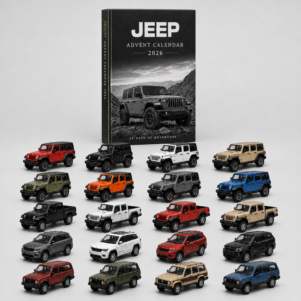 Jeep advent calendar box and collectible mini cars, a Christmas gift for car lovers