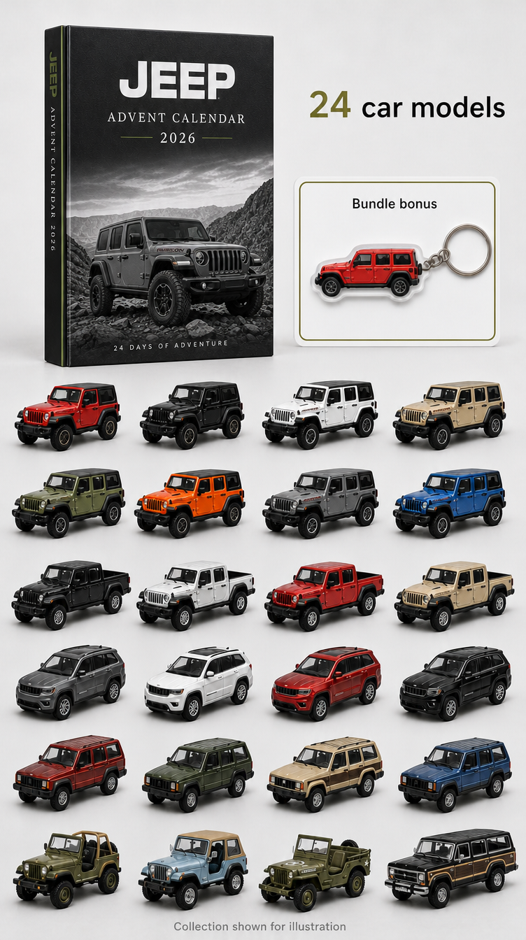 24 die-cast Jeep models with the advent calendar